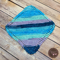Hand Knit Dish Cloth - Evening Sea