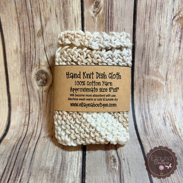 Hand Knit Dish Cloth - Linen
