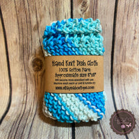 Hand Knit Dish Cloth - Spring Blue