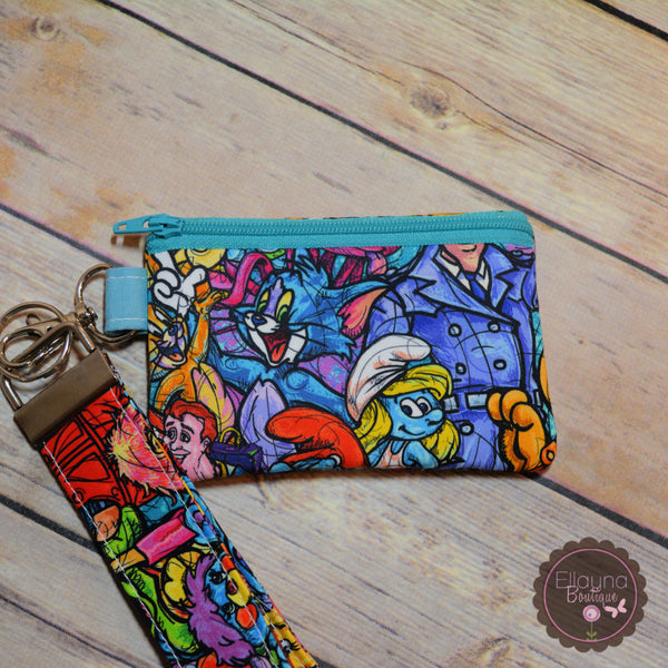 READY TO SHIP!! Key Fob & Coin Pouch Set - 80's Cartoons