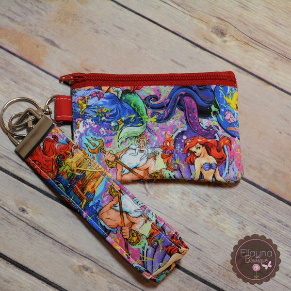 READY TO SHIP!! Key Fob & Coin Pouch Set - Little Mermaid