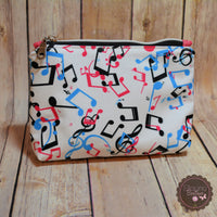 READY TO SHIP!! Midnight Kiss Pouch - White Music Notes