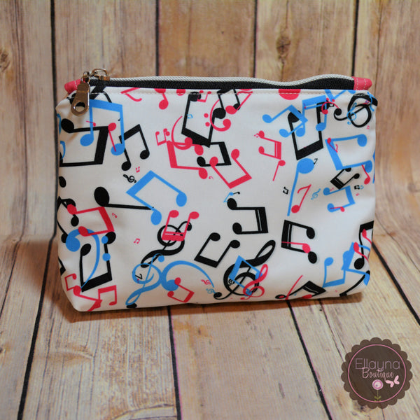 READY TO SHIP!! Midnight Kiss Pouch - White Music Notes