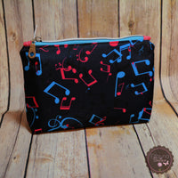 READY TO SHIP!! Midnight Kiss Pouch - Black Music Notes