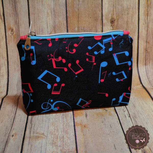 READY TO SHIP!! Midnight Kiss Pouch - Black Music Notes