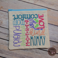 Embroidered Zipper Pouch - Mom, Mother