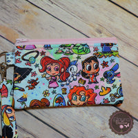 READY TO SHIP!! Sm. Quilted Zipper Pouch - Cutie Princesses