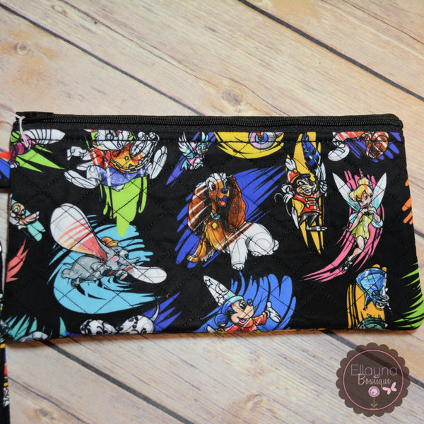 READY TO SHIP!! Med. Quilted Zipper Pouch - Inked Black