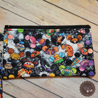 READY TO SHIP!! Lg. Quilted Zipper Pouch - Black Hats