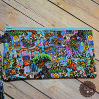 READY TO SHIP!! Lg. Quilted Zipper Pouch - Animal Kingdom