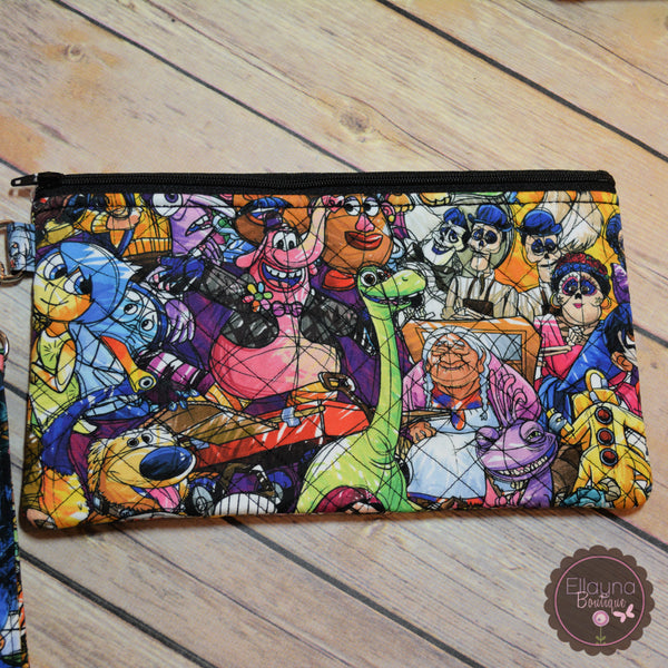 READY TO SHIP!! Lg. Quilted Zipper Pouch - Pixar