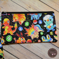 READY TO SHIP!! Lg. Quilted Zipper Pouch - Pokemon