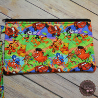 READY TO SHIP!! XL Quilted Zipper Pouch - Disney Friends