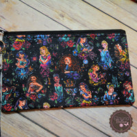 READY TO SHIP!! XL Quilted Zipper Pouch - Princesses