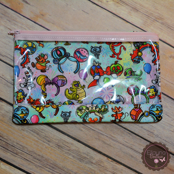 READY TO SHIP! Clear Front Zipper Pouch/Pencil Pouch - Princess Ears