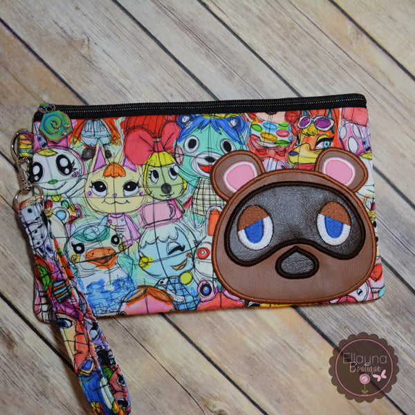 READY TO SHIP! Applique Zipper Pouch - Animal Crossing, Tom nook