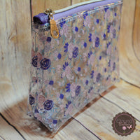 READY TO SHIP!! Midnight Kiss Pouch - Purple Flowers
