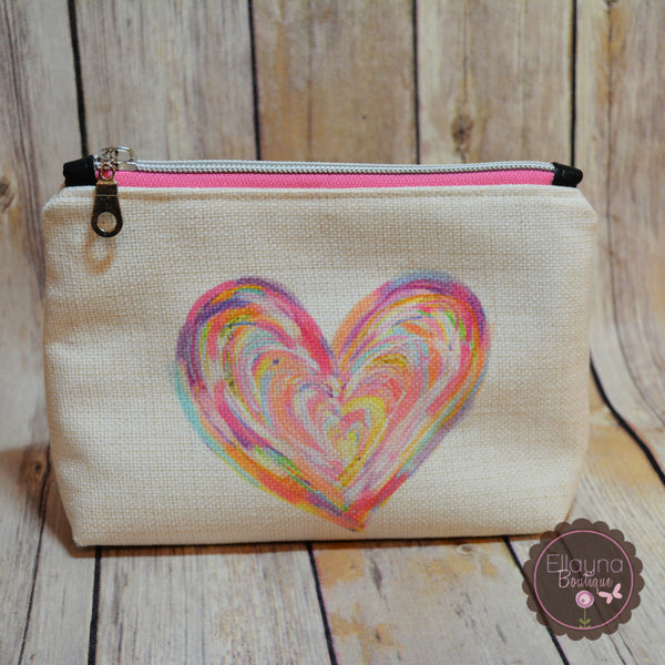 READY TO SHIP!! Midnight Kiss Pouch - Watercolor Heart