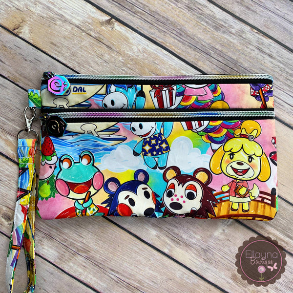 READY TO SHIP!! Double Zipper Pouch - Animal Crossing