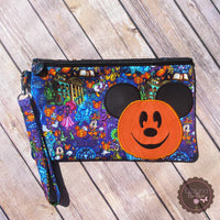 Applique Zipper Pouch - Mickey & Minnie Pumpkin