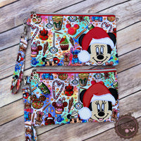 Applique Zipper Pouch - Mickey & Minnie Santa
