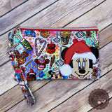 Applique Zipper Pouch - Mickey & Minnie Santa